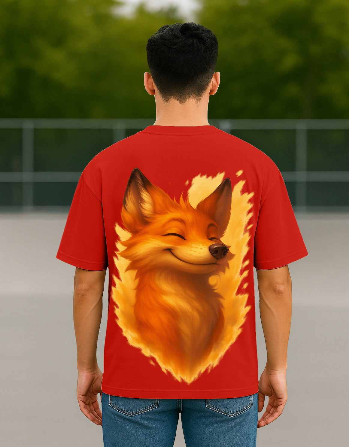 Ember Happy Fox Oversized T-Shirt
