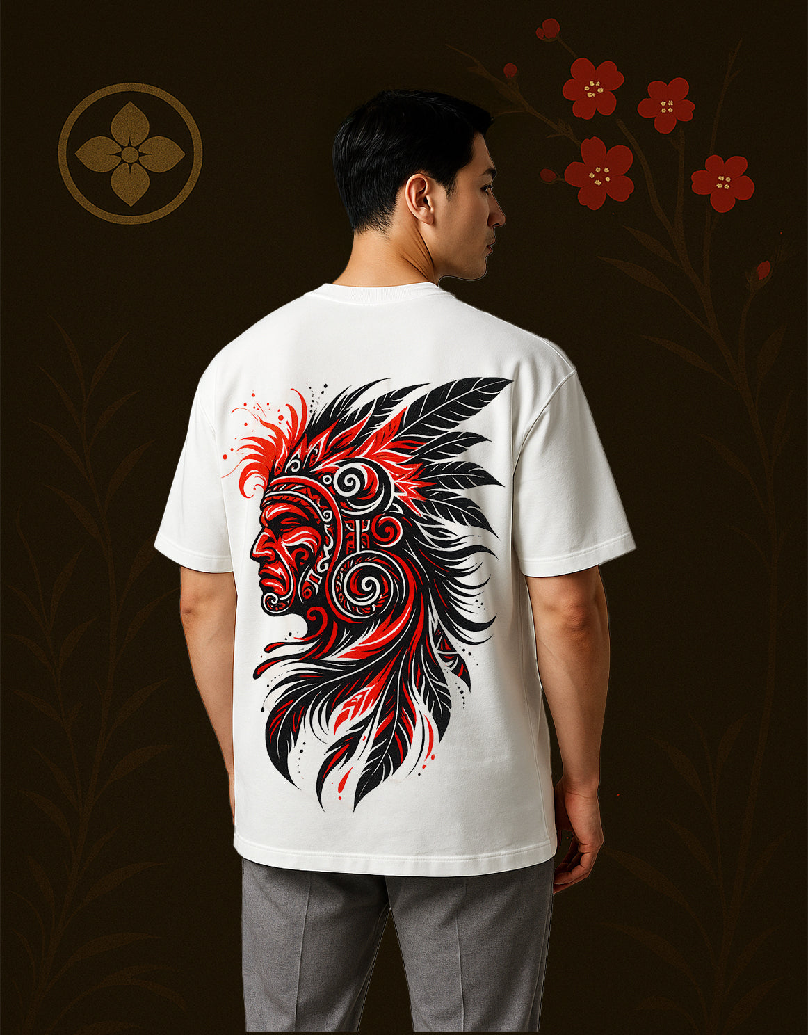 Tribal King White Oversized T-Shirt | Warrior Spirit Edition