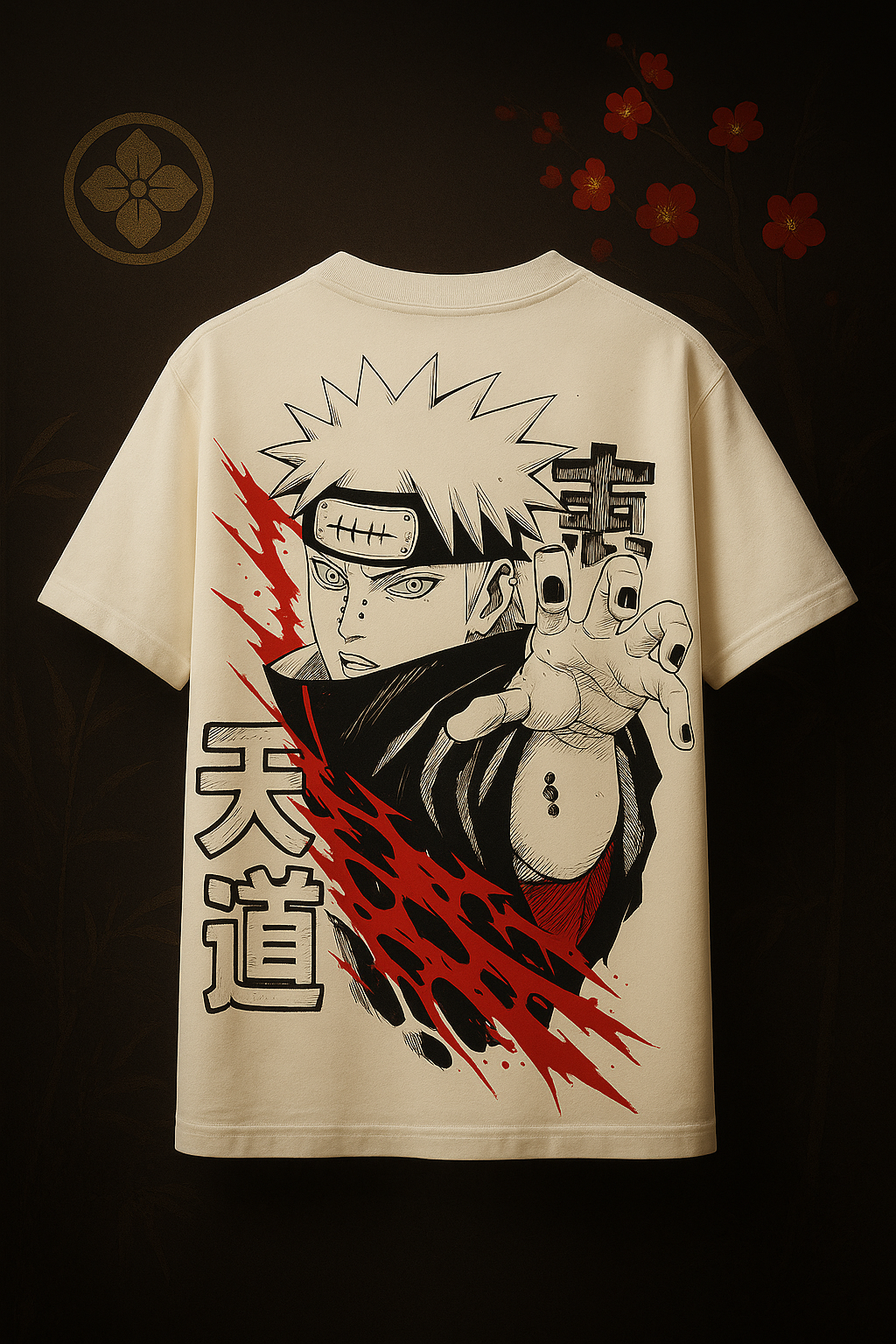 Shadow Jutsu White Oversized T-Shirt | Anime Ninja Edition
