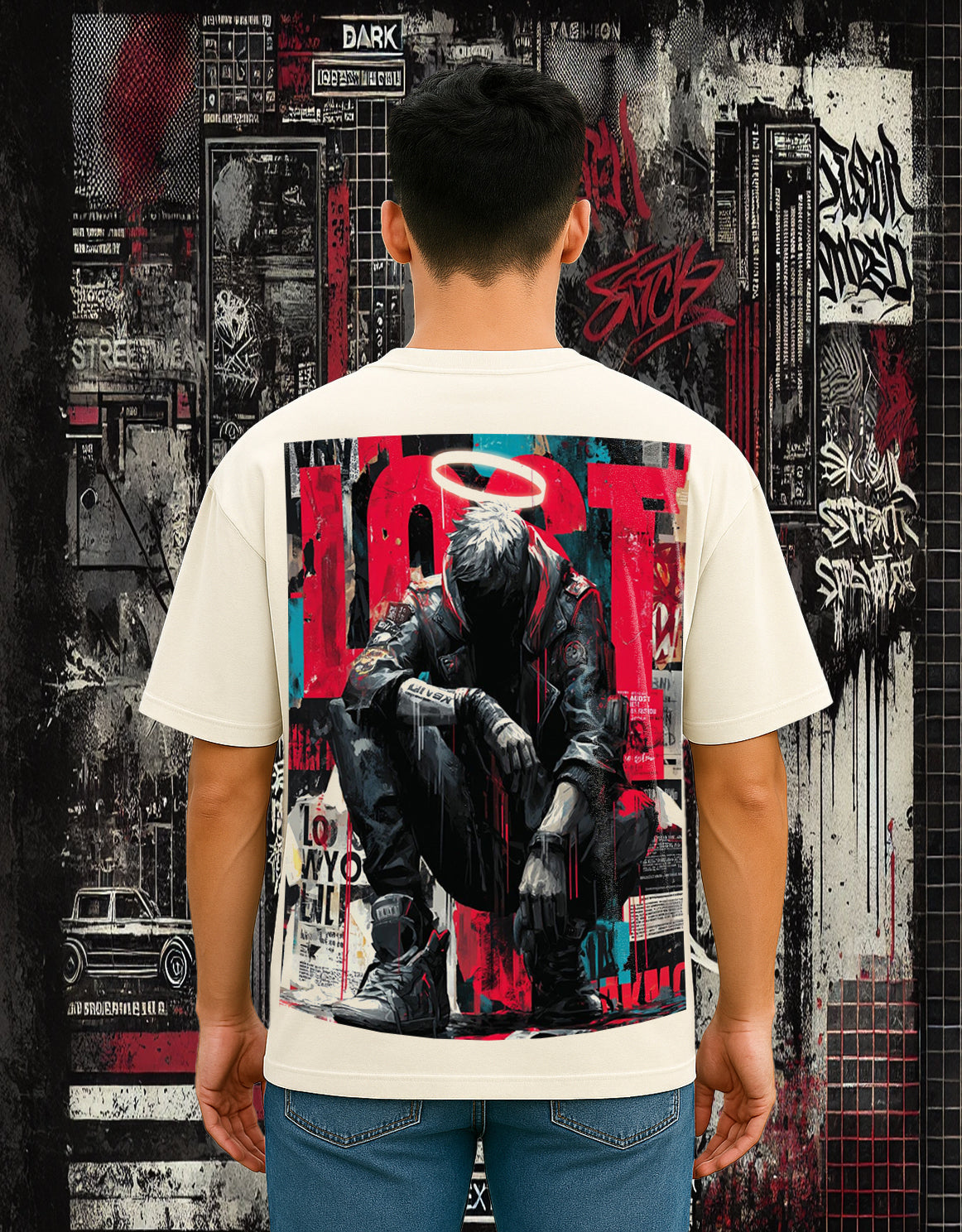 Street Angel White Oversize T-shirt Drop Shoulder