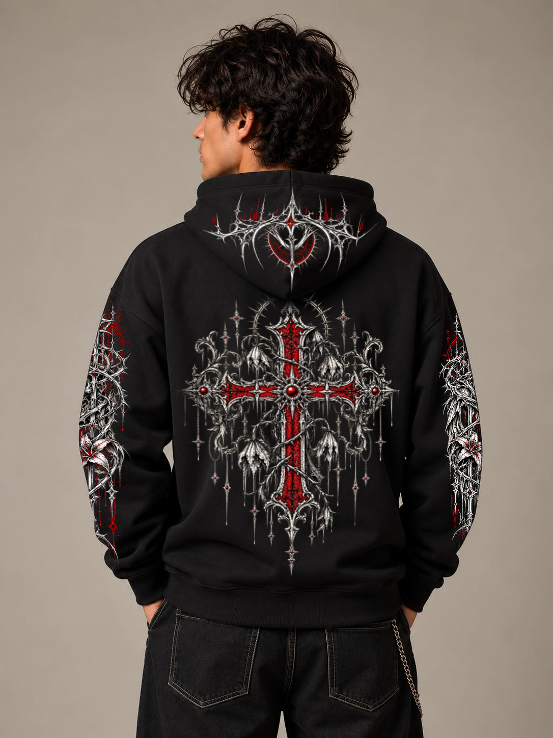 Oversized Blood Stone Graphic Hoodie – Black | SHADOWX
