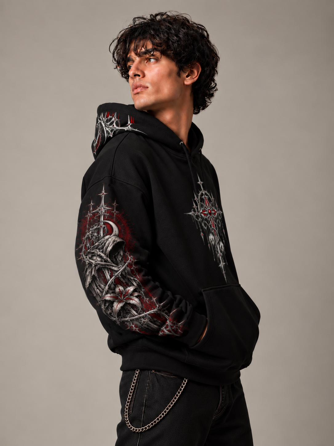 Oversized Blood Stone Graphic Hoodie – Black | SHADOWX