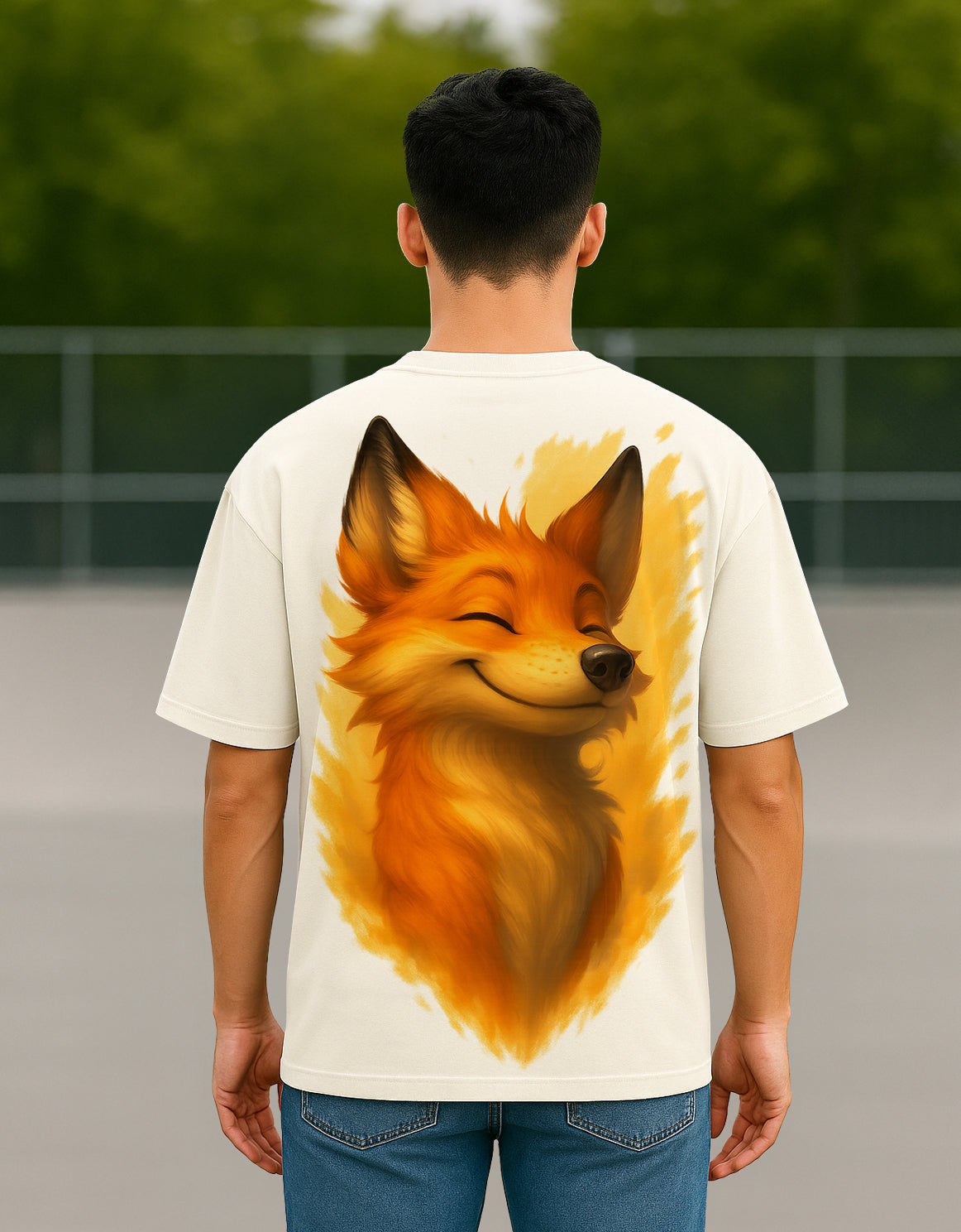 Ember Happy Fox Oversized T-Shirt