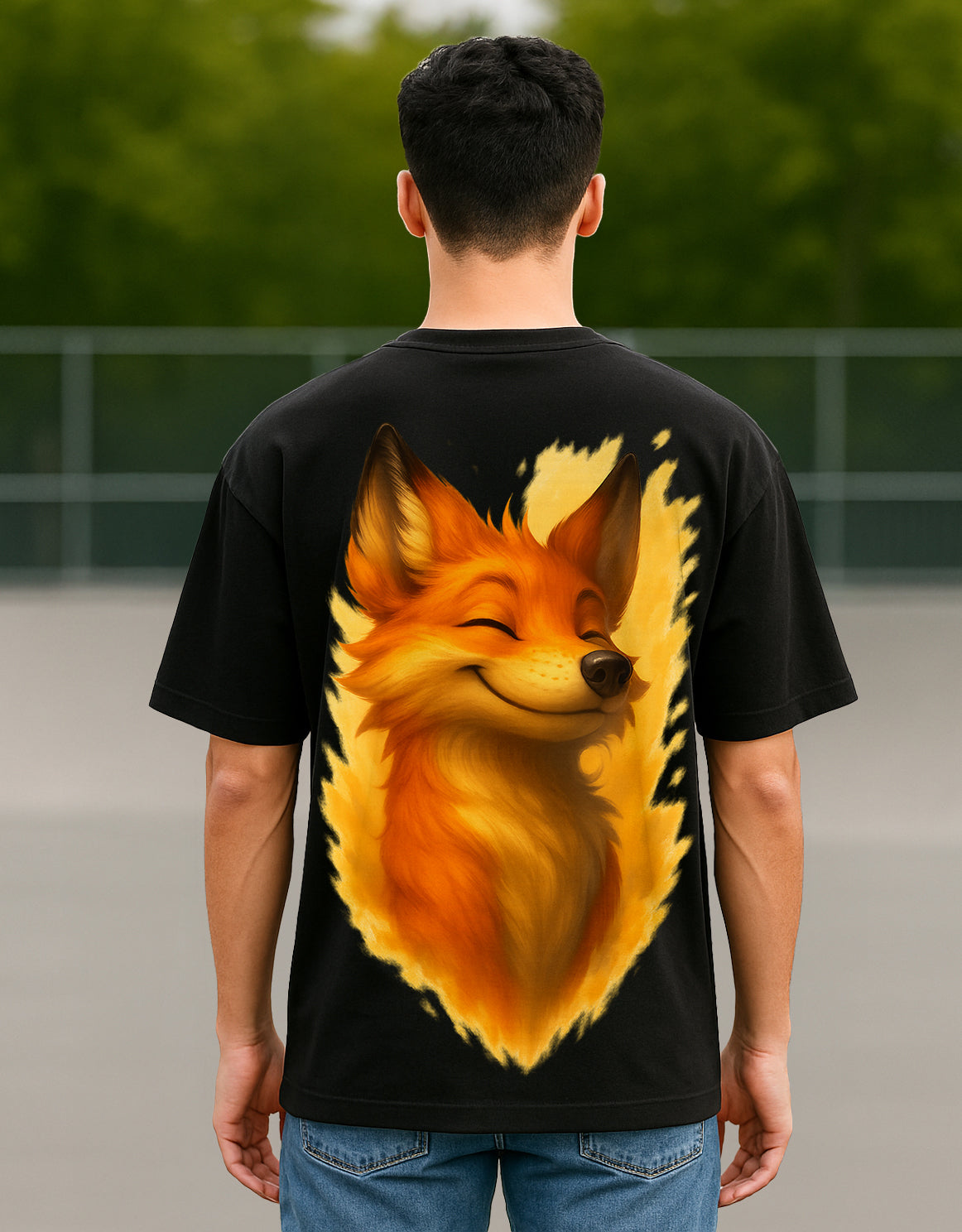 Ember Happy Fox Oversized T-Shirt
