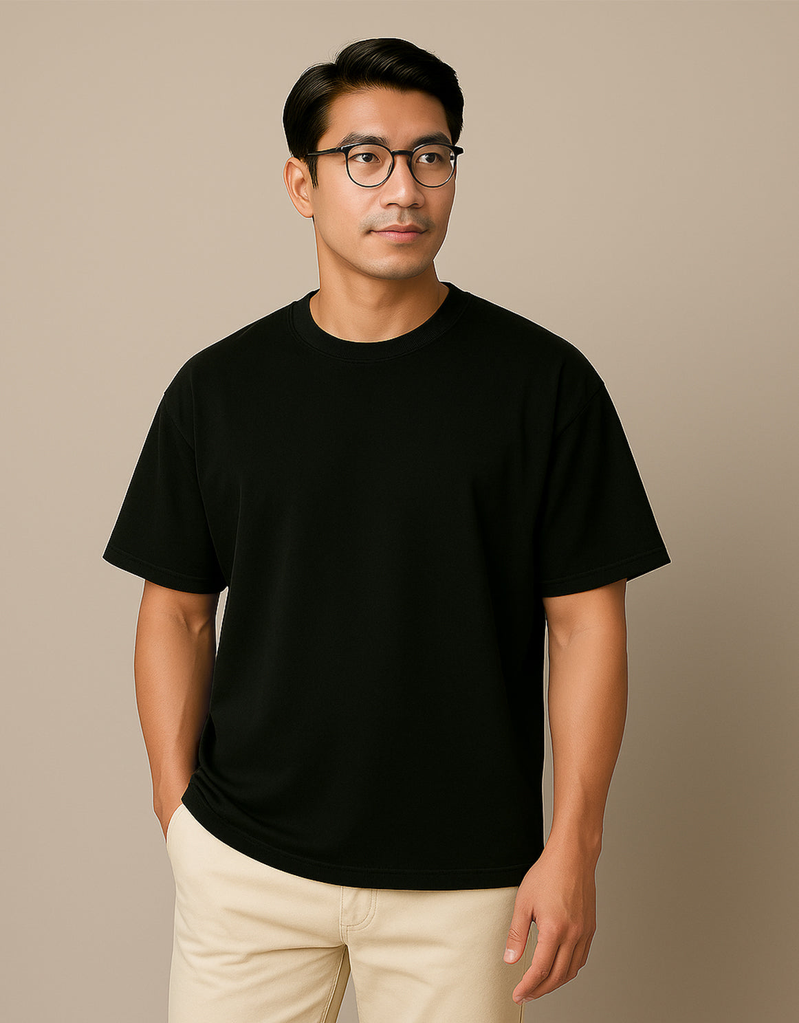 Plain Black Oversized Drop Shoulder T-Shirt