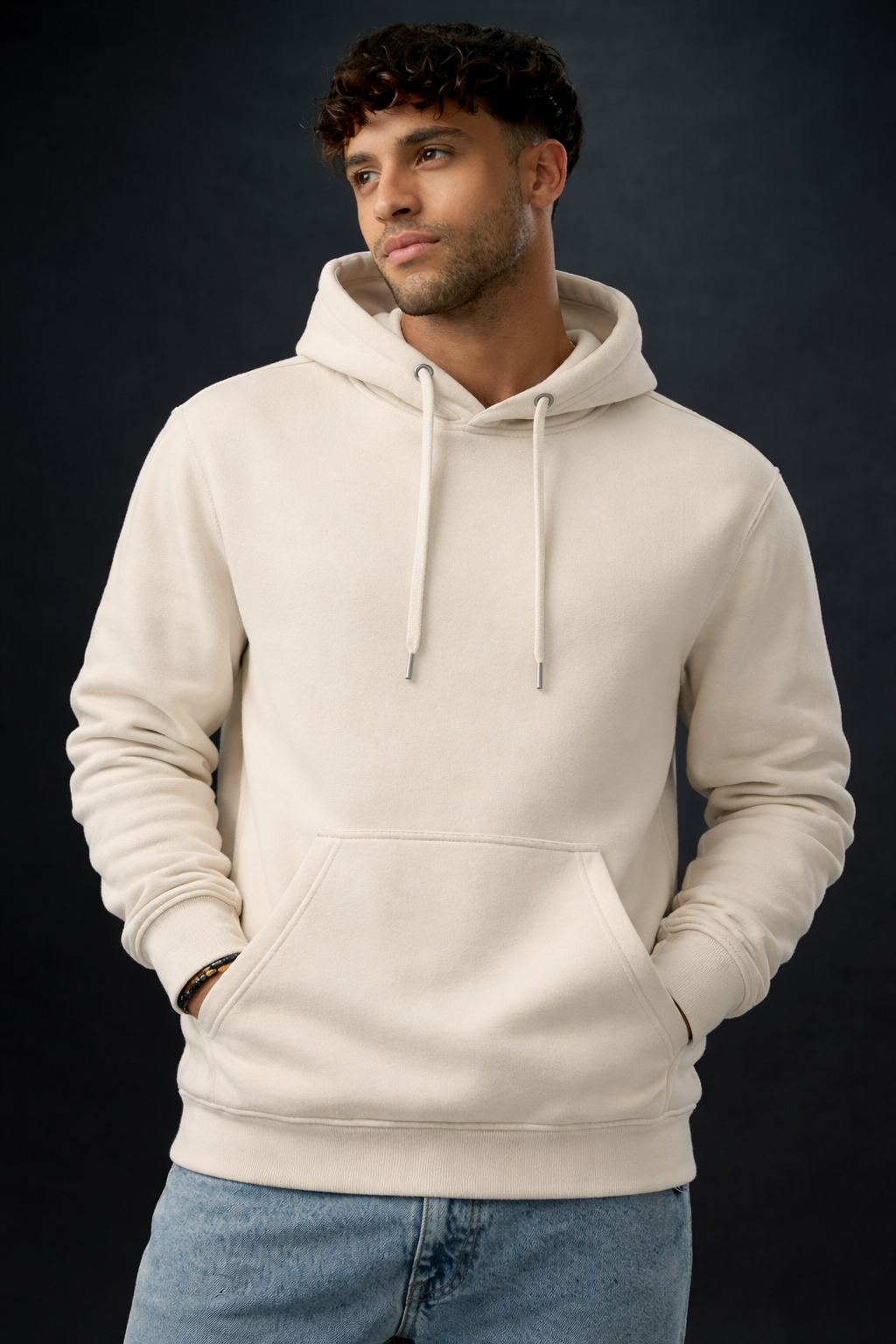 Minimal Street Hoodie – Cream