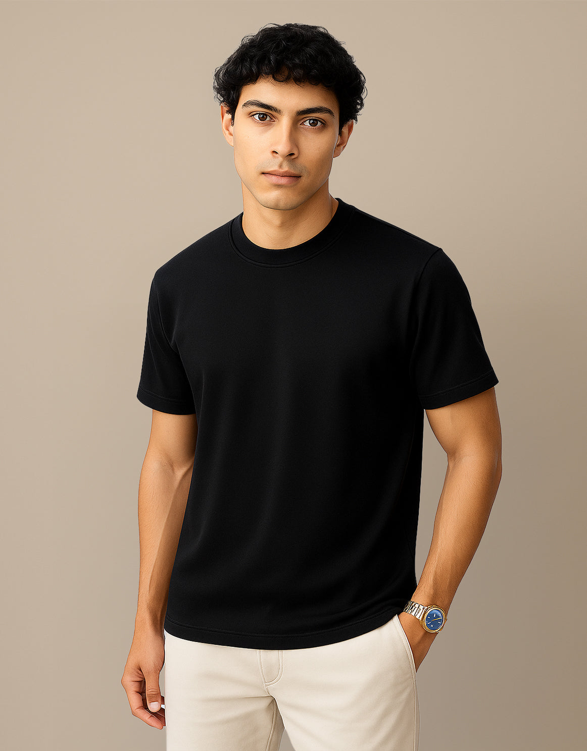 Plain Black Regular Fit T-Shirt