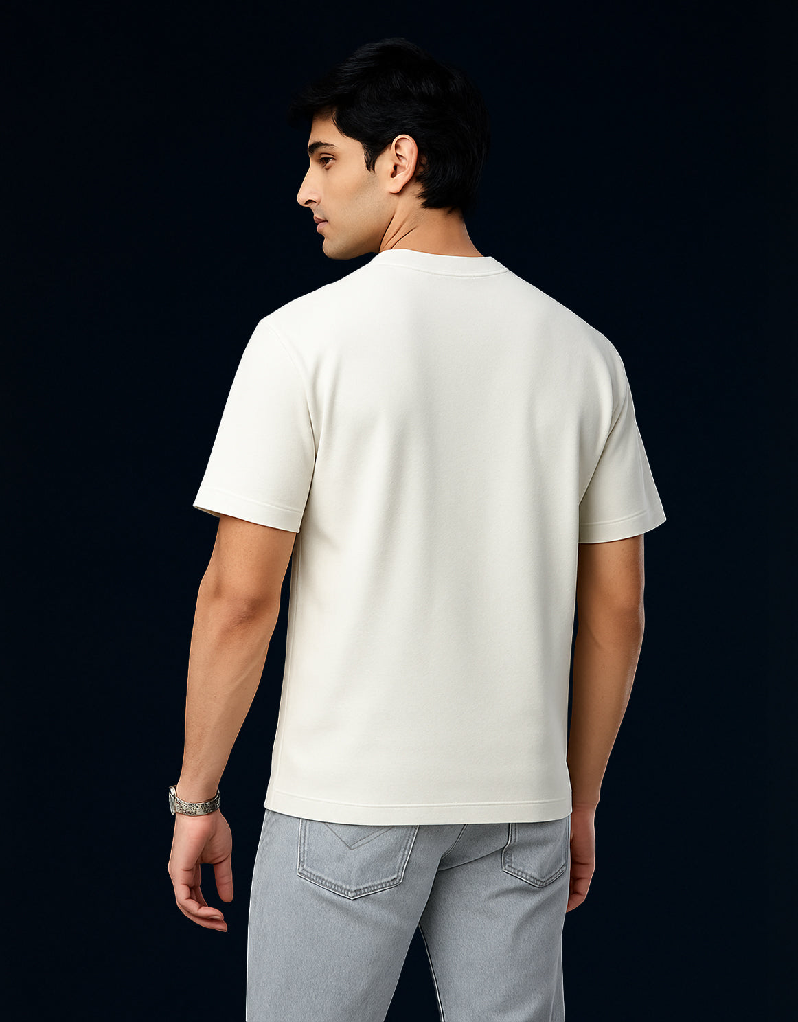 Plain Off-White Regular Fit T-Shirt