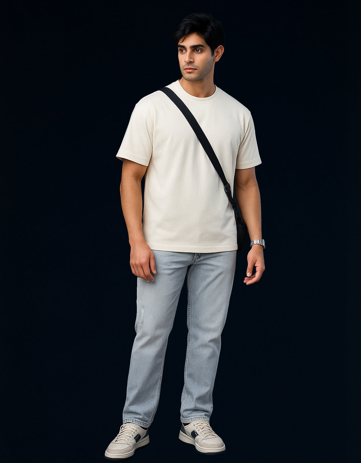 Plain Off-White Regular Fit T-Shirt