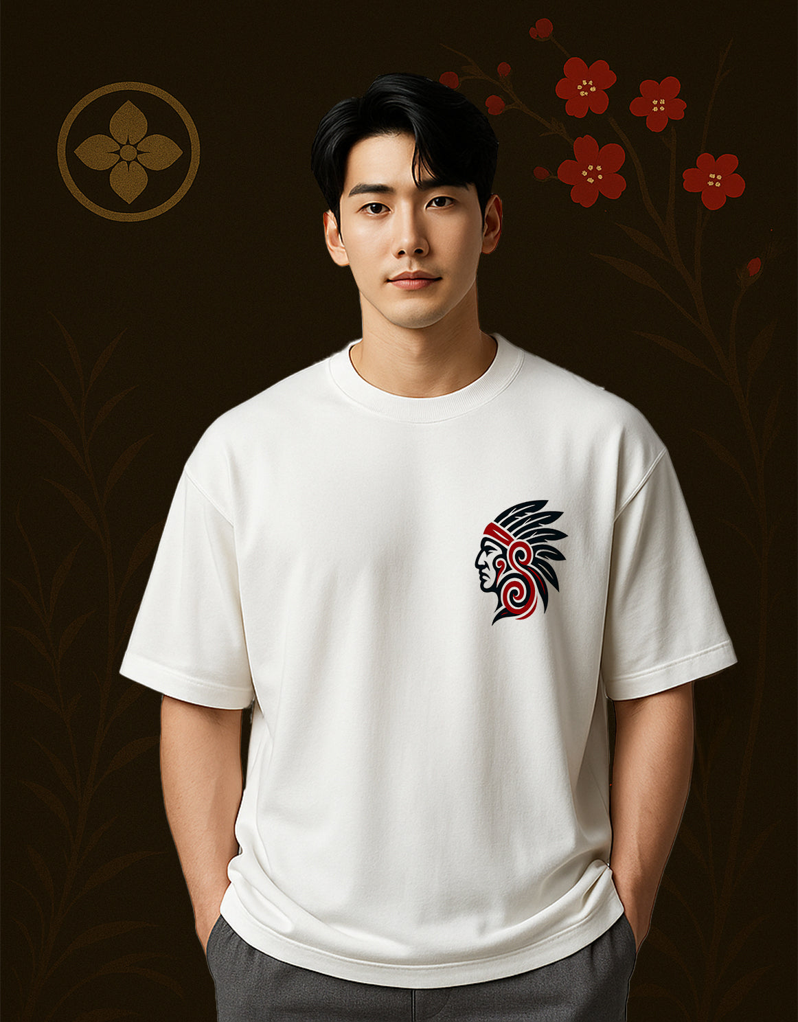 Tribal King White Oversized T-Shirt | Warrior Spirit Edition