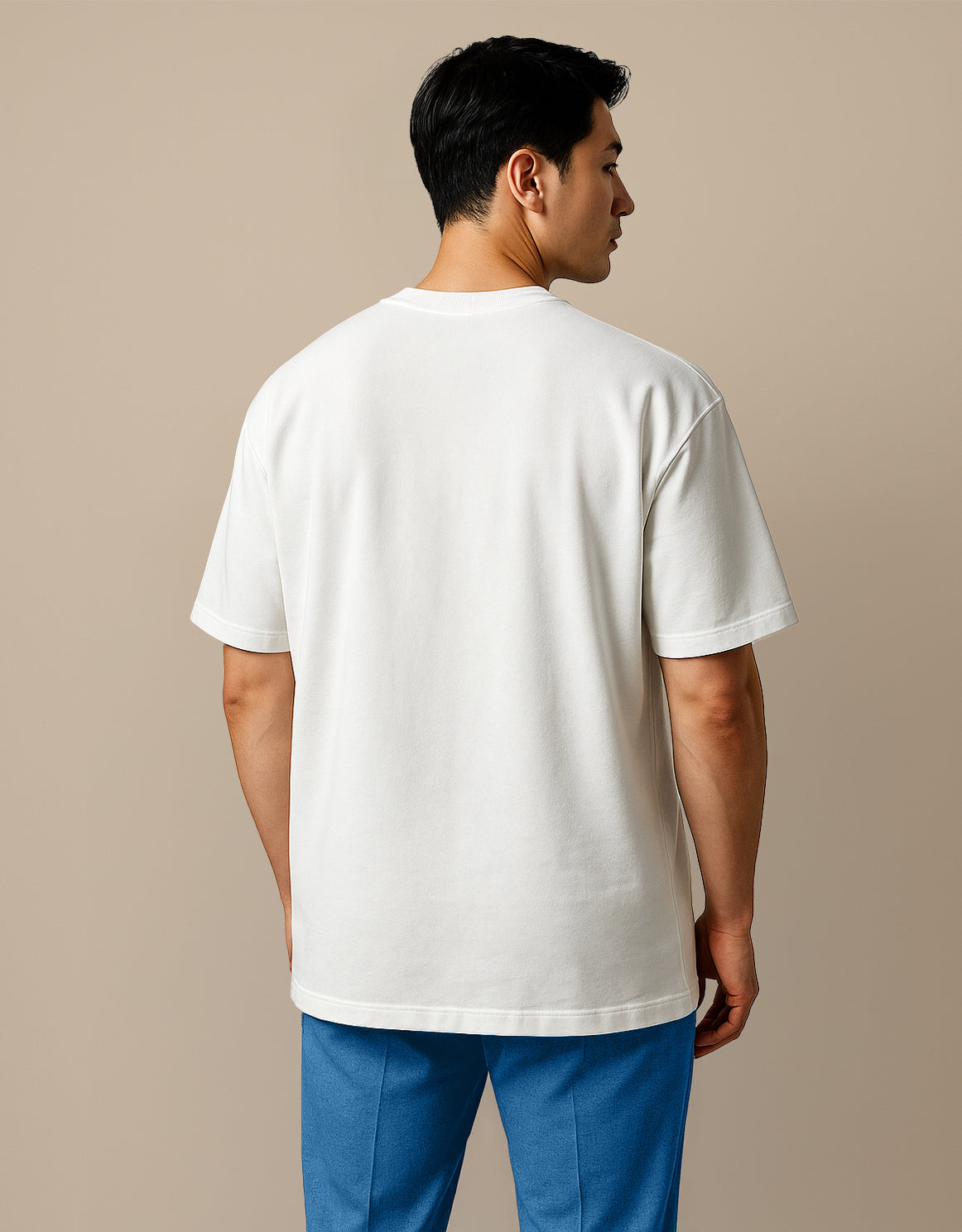 Plain Off-White Oversized Drop Shoulder T-Shirt